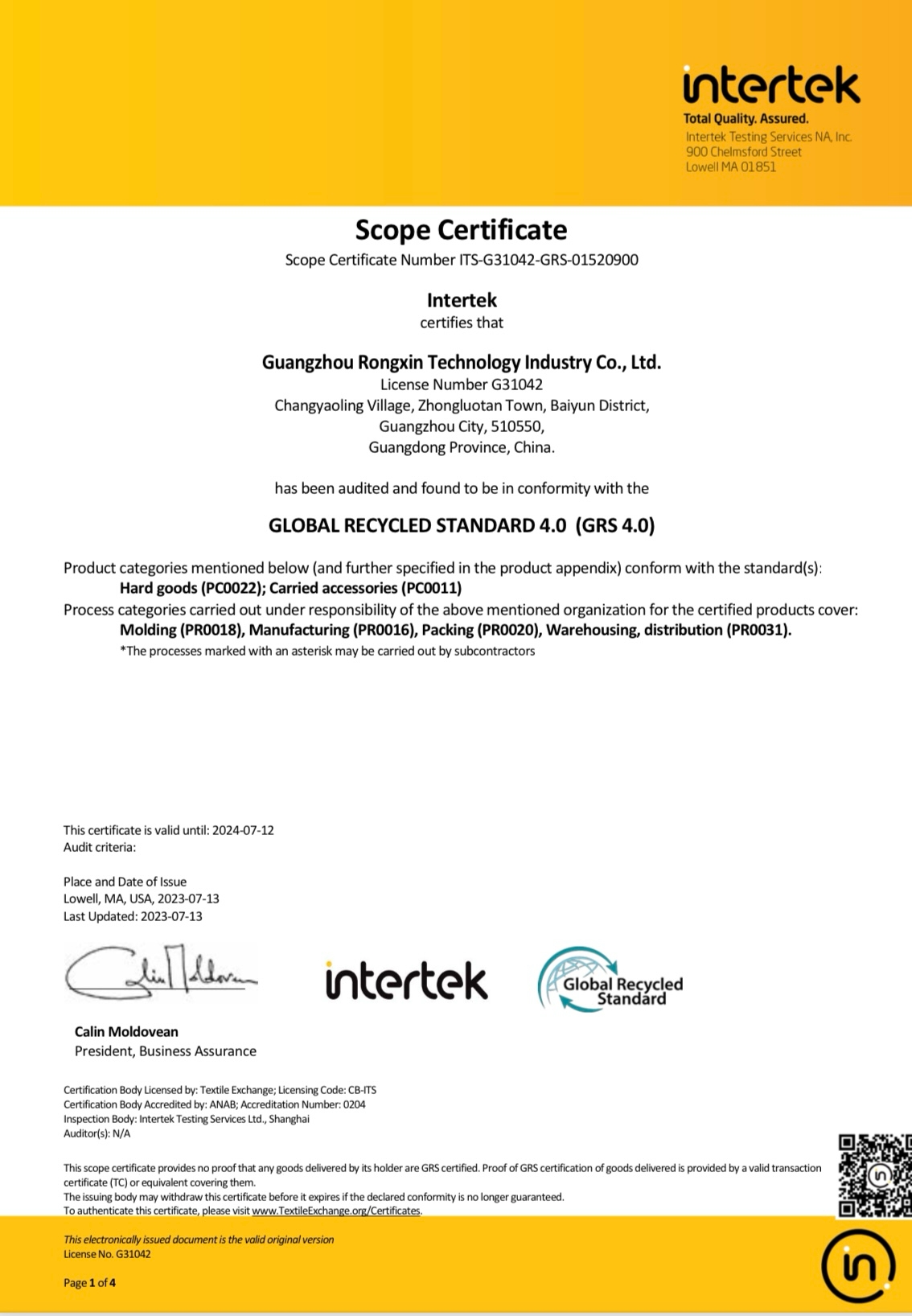 GRS-Certificate GRS-Certificate